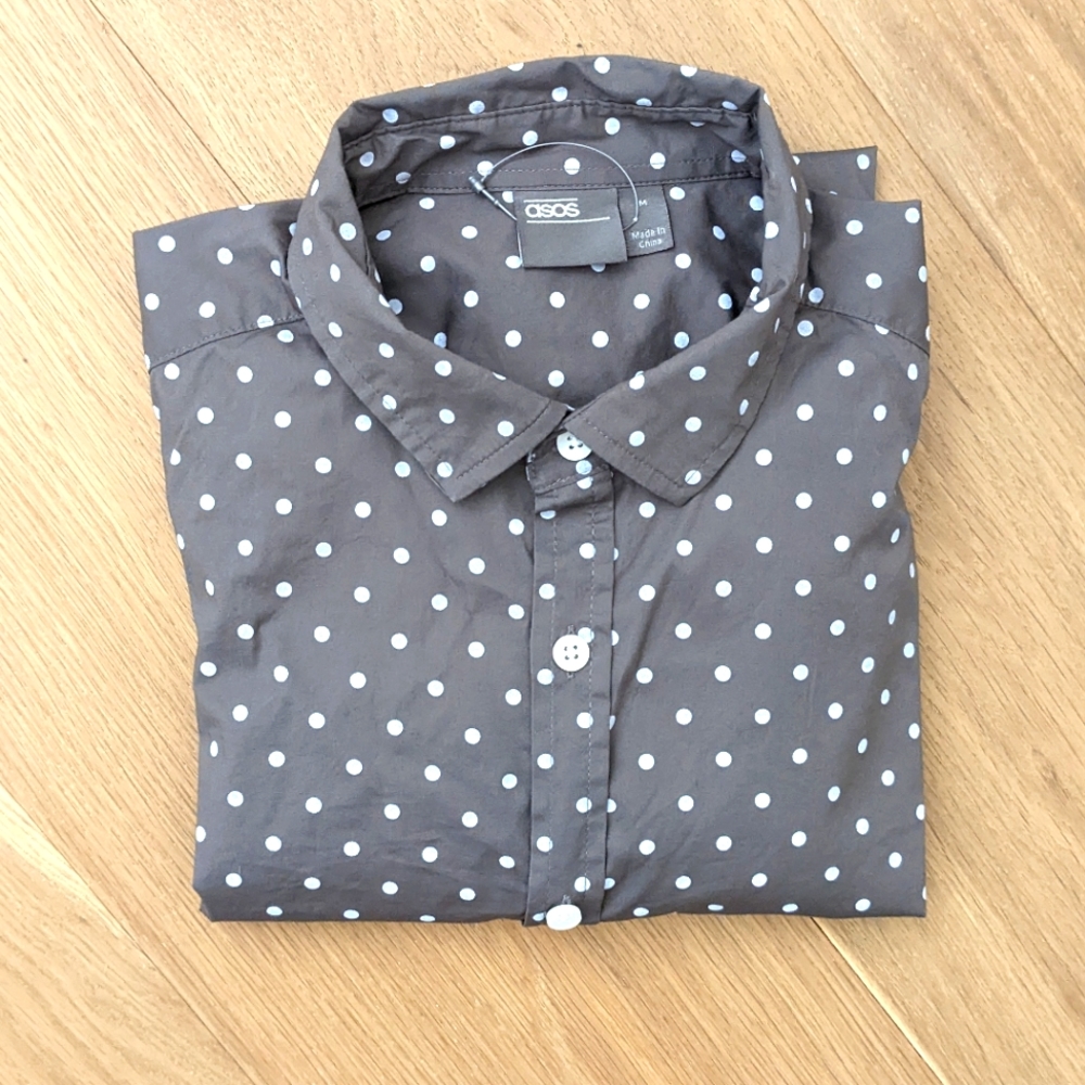 ASOS grey polkadot shirt